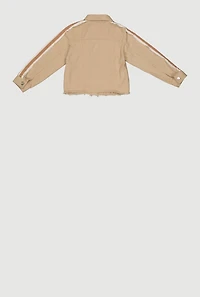 Little Girls Varsity Striped Sleeve Button Front Jacket