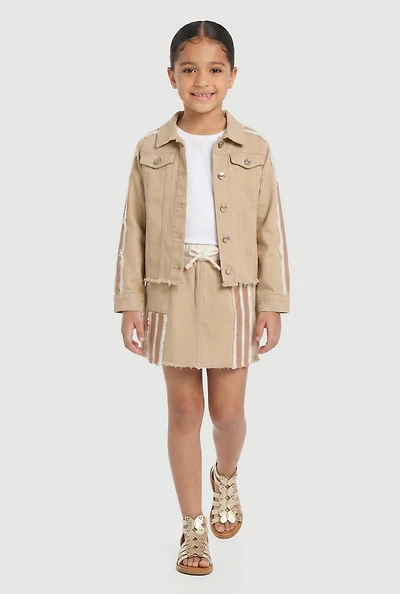 Little Girls Varsity Stripe Detail Skort