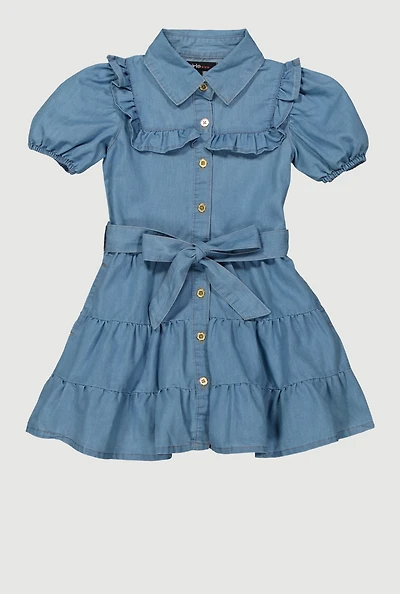 Little Girls Ruffle Detail Tiered Dress