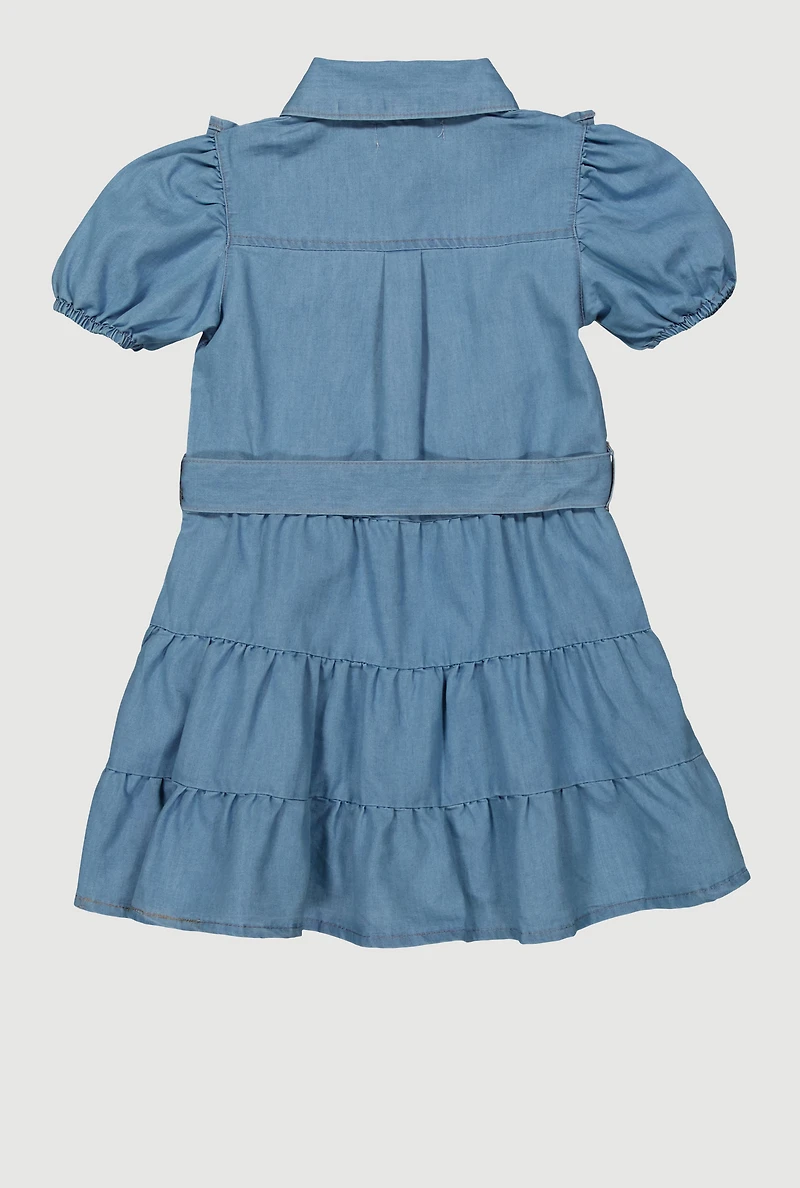 Little Girls Ruffle Detail Tiered Dress