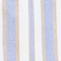 Little Girls Striped Short Sleeve Tie Waist Shirt Dress