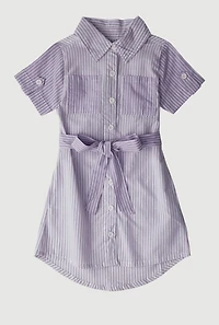 Little Girls Color Block Stripe Shirt Dress