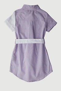 Little Girls Striped Love Butterfly Graphic Shirt Dress, Purple, Size 4