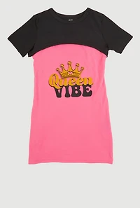 Little Girls Queen Vibe Tank Dress with Short Sleeve Shrug