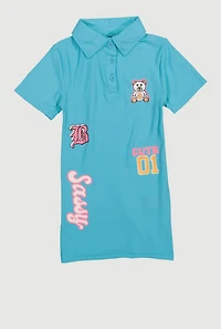Little Girls Sassy Graphic Print Polo Dress