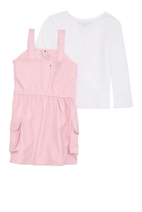 Little Girls Faux Leather Button Front Dress with Tee