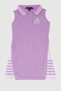 Little Girls Cherry Graphic Detail Sleeveless Polo Dress