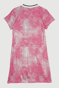 Girls Foil Screen Print Brooklyn 89 T Shirt Dress, Pink, Size 14-16
