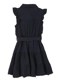 Girls Gauze Knit Tiered Shirt Dress