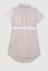 Girls Striped Positive Vibes Graphic Shirt Dress, Multi, Size 14-16