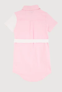 Girls Color Blocked Shirt Dress, 10-12