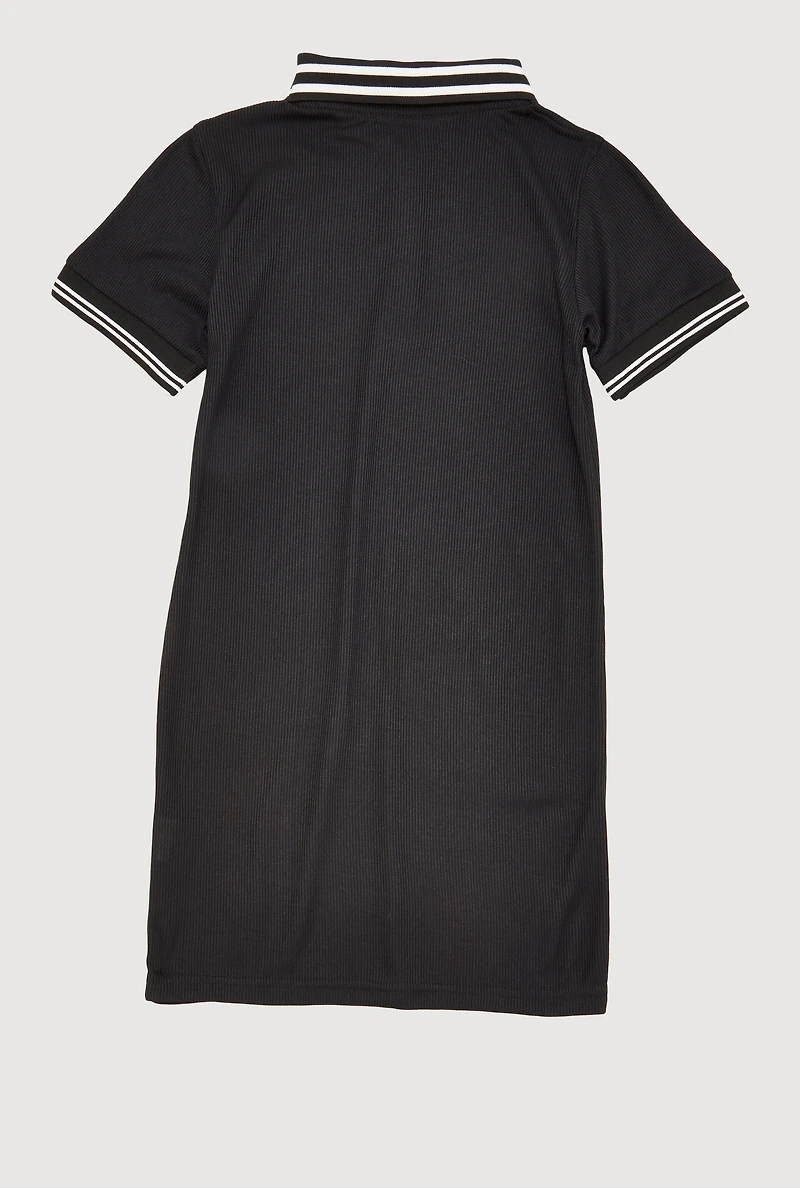Girls Graphic Varsity Stripe Polo Shirt Dress