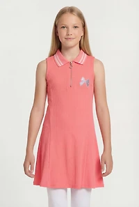 Girls Bow Graphic Sleeveless Polo Dress