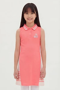 Girls Cherry Graphic Rib Knit Polo Dress
