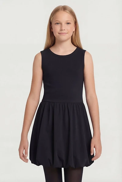 Girls Sleeveless Lined Bubble Hem Skater Dress
