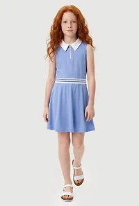Girls Sleeveless Quarter Zip Polo Tennis Dress