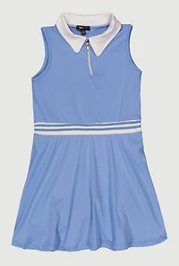 Girls Sleeveless Quarter Zip Polo Tennis Dress