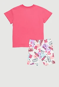 Little Girls Barbie Graphic Tee and Biker Shorts