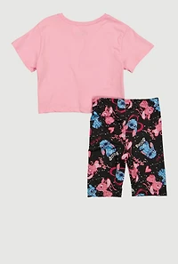 Little Girls You and Me 4 Eva Stitch Graphic Tee with Biker Shorts