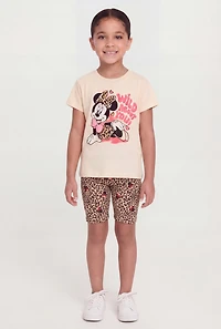 Little Girls Wild About You Minnie Graphic Tee and Biker Shorts