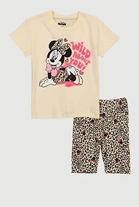 Little Girls Wild About You Minnie Graphic Tee and Biker Shorts