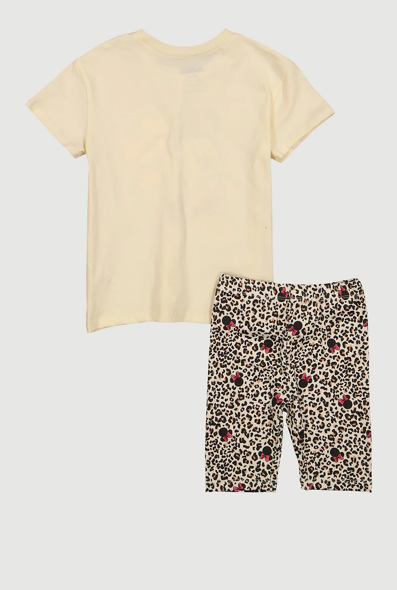 Little Girls Wild About You Minnie Graphic Tee and Biker Shorts