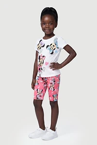 Little Girls Minnie Mouse Graphic Tee and Biker Shorts