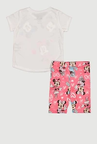 Little Girls Minnie Mouse Graphic Tee and Biker Shorts