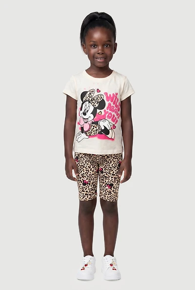 Little Girls Wild About You Cheetah Graphic Tee and Biker Shorts