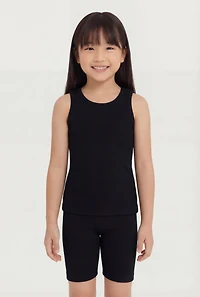 Little Girls Solid Seamless Ribbed Tank Top and Shorts