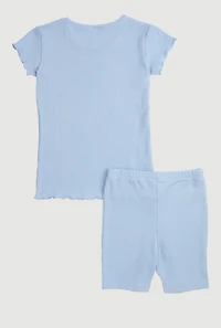 Little Girls Love Rhinestone Top and Shorts, Blue, Size 4