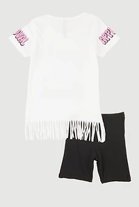 Little Girls Sequin Approval Graphic Print Tee and Biker Shorts
