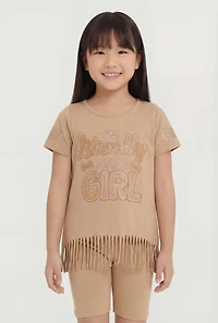 Little Girls Im Literally Just A Girl Fringe Tee and Shorts