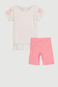 Little Girls The Beach Club Fringe Tee and Shorts