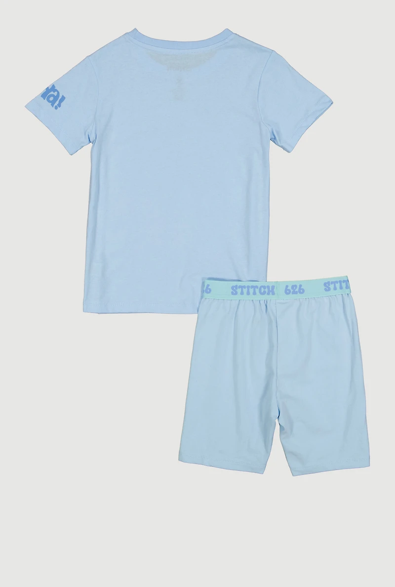 Girls Ohana Means Family Stitch T-Shirt and Shorts Set