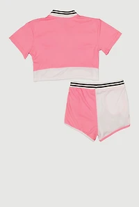 Girls 89 Jersey Mesh Polo Top and Dolphin Shorts Set