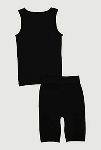 Girls Seamless Tank Top and Biker Shorts