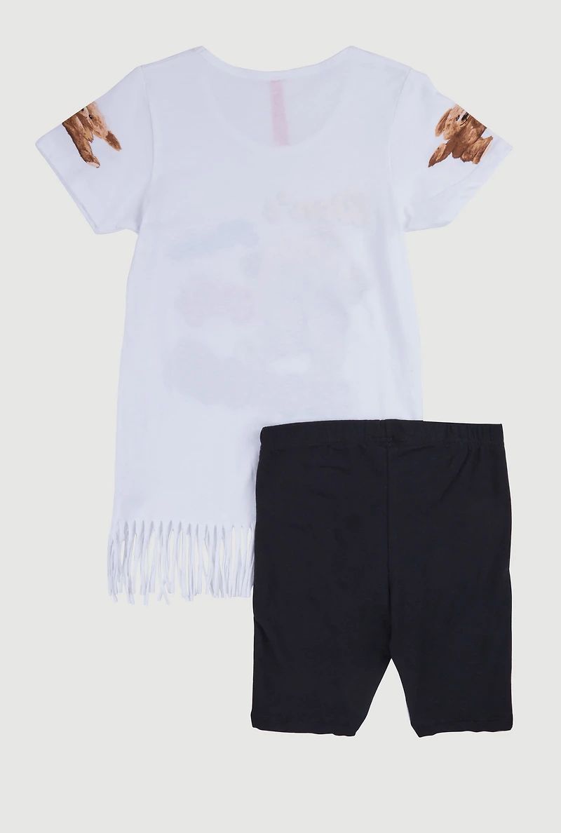 Girls Dont Ruin My Mood Bear Graphic Tee and Shorts