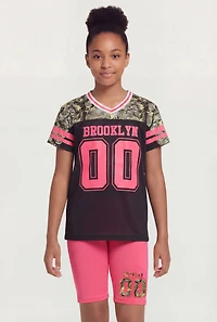 Girls Brooklyn 00 Graphic Mesh Jersey and Biker Shorts