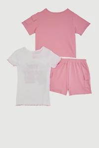Girls Love Vibes Graphic Tees and Cargo Shorts