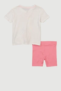 Little Girls Teddy Bear Rule Graphic Tee and Biker Shorts