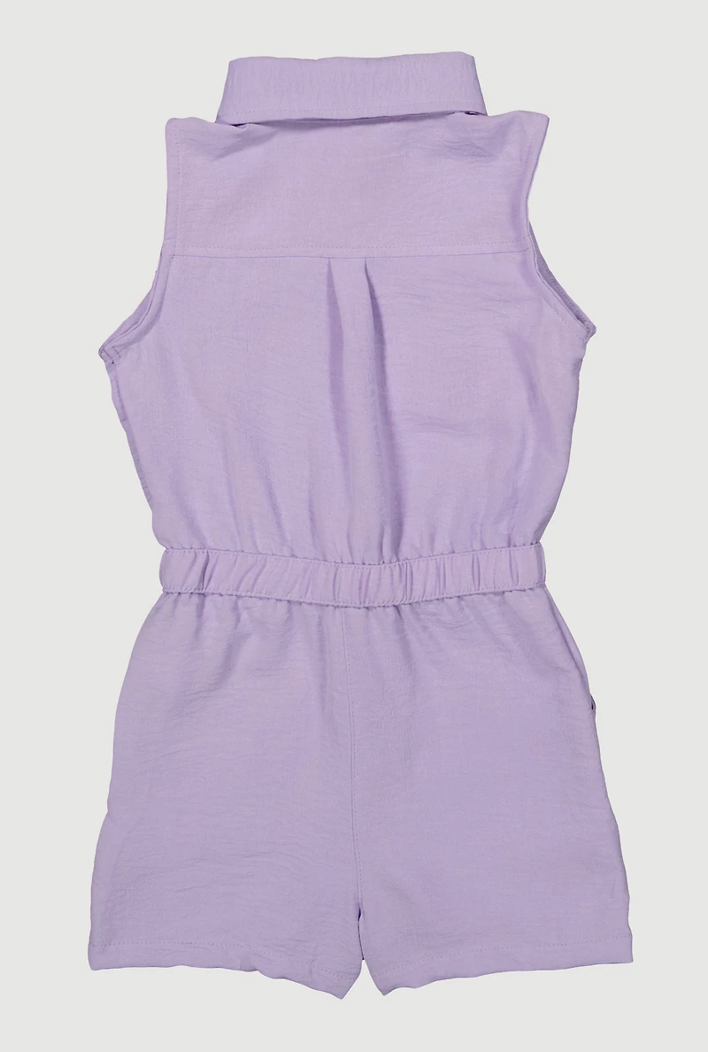 Little Girls Sleeveless Button Front Romper