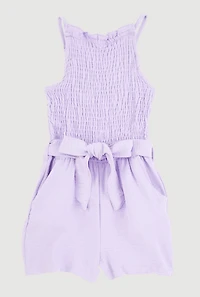 Little Girls Sleeveless Smocked Romper