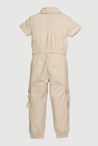 Little Girls Poplin Cargo Jumpsuit, 4