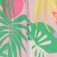 Little Girls Tropical Floral Romper with Tie Waist Belt