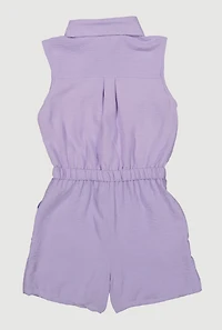 Girls Button Front Sleeveless Romper