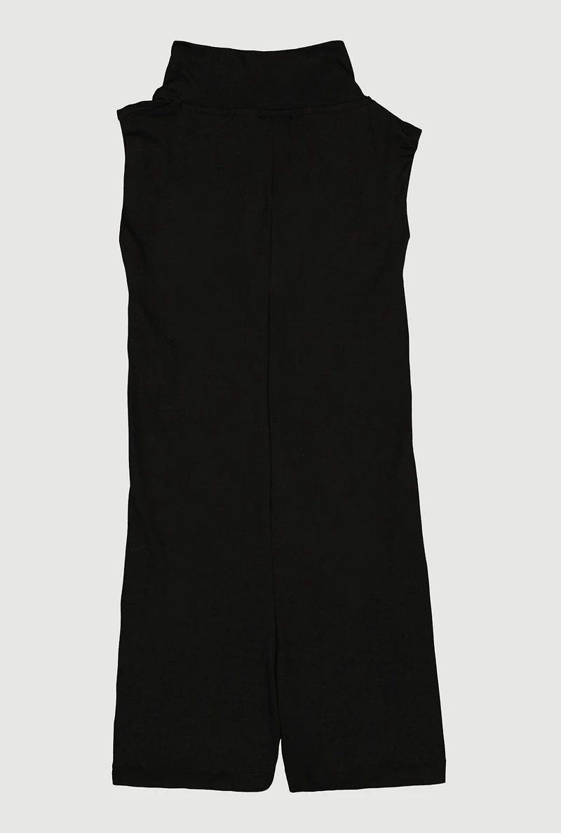 Girls Love Graphic Zip Front Mock Neck Romper