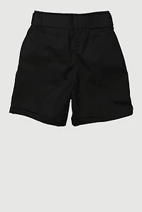 Little Girls Tie Waist Belted Cargo Pocket Shorts, Black, Size 6X