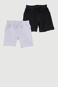 Little Girls Solid Shorts 2 Pack, Multi, Size 5-6
