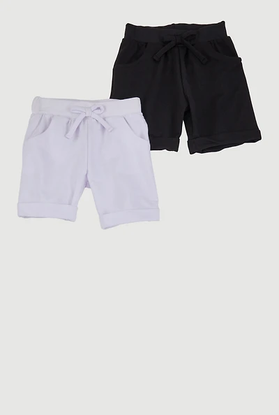 Little Girls Solid Shorts 2 Pack